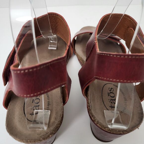 TAOS Carousel 2 Red Leather Wedge Sandals Shoes Womens EU 41 US 10 10.5 Comfort - Picture 5 of 9